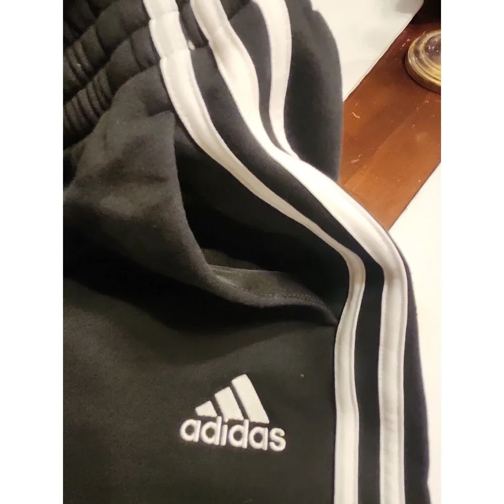 Adidas Essentials 3-Stripes Open Hem Fleece Pants Men XLT Black